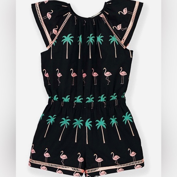 Country Road Other - Country Road Girls Size 8 Playsuit - Grey with Flamingos & Palm Trees